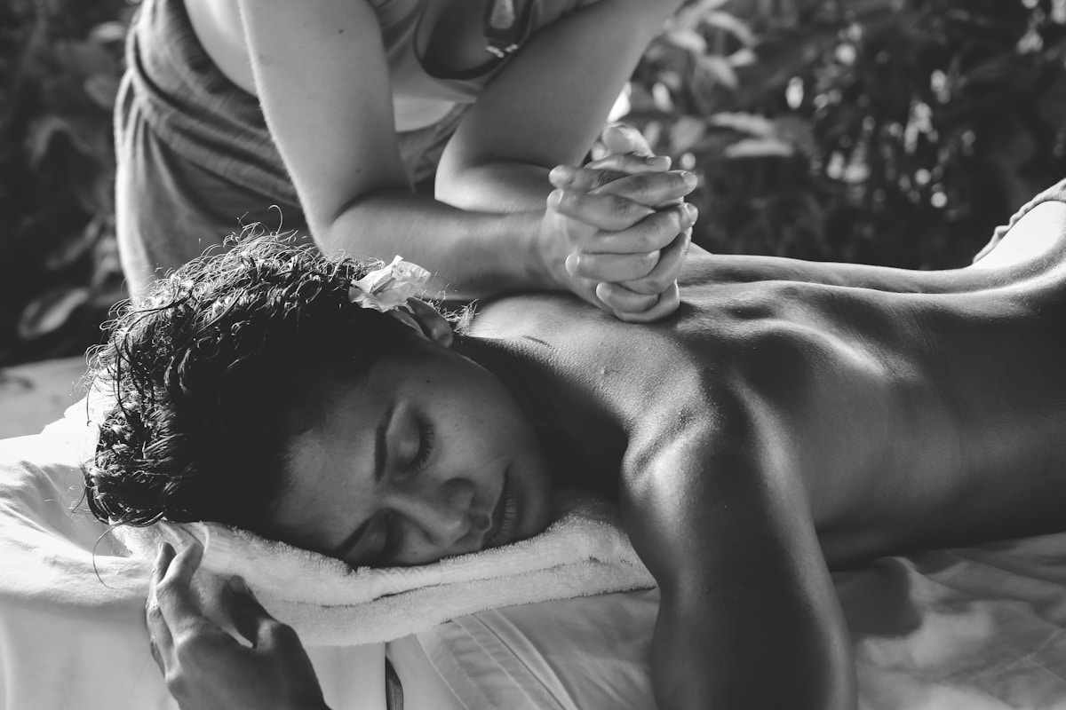 Focused hands-on massage of the upper back