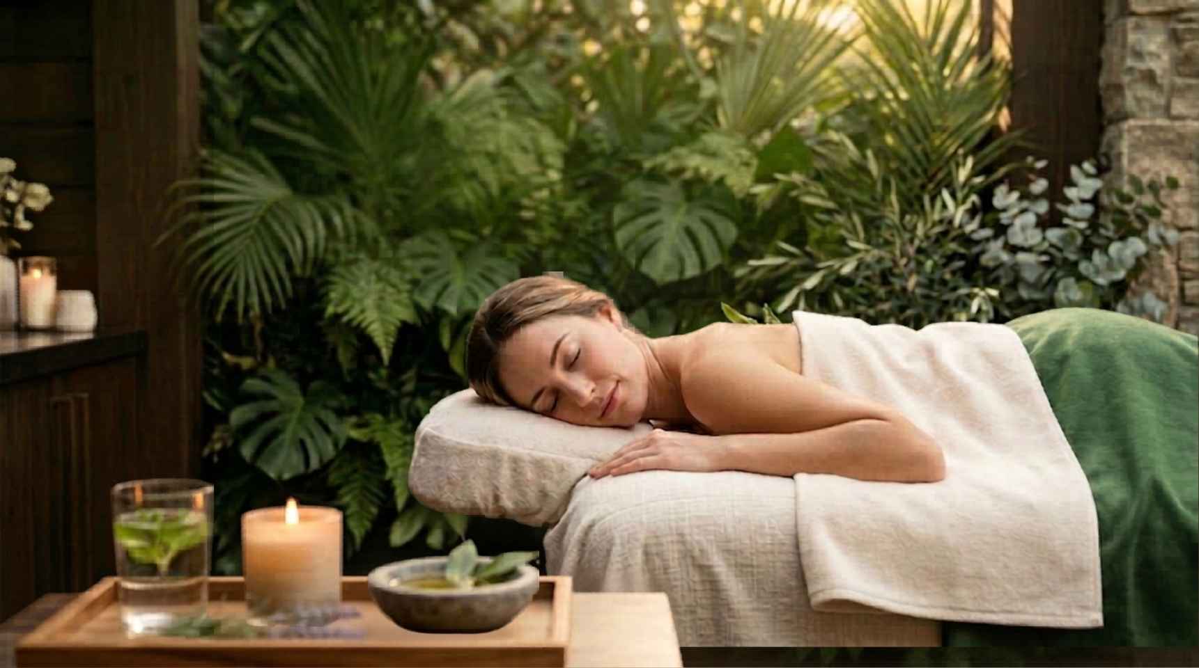 A moment of relaxation on a massage table